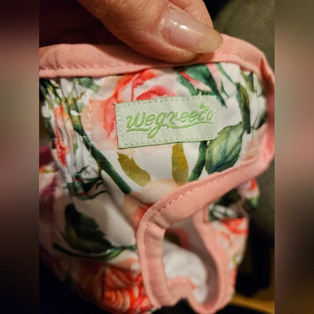 Wegreeco Washable Rose Floral Print Female Doggie Diaper Med